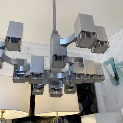 chandelier cubic sciolari gaetano metal plexiglass italy 1970
