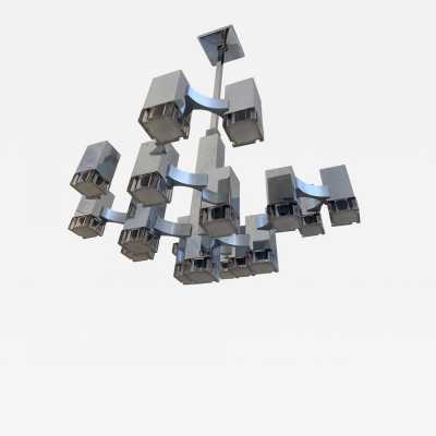 chandelier cubic sciolari gaetano metal plexiglass italy 1970
