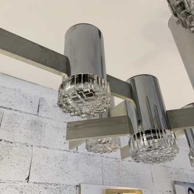 chandelier metal chrome glass sciolari stilkronen italy germany 1970