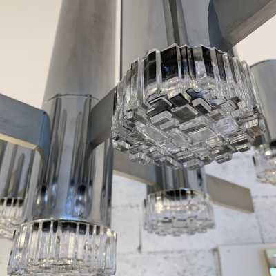 chandelier metal chrome glass sciolari stilkronen italy germany 1970