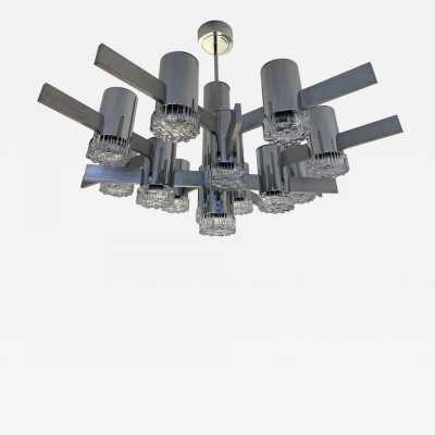 chandelier metal chrome glass sciolari stilkronen italy germany 1970