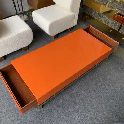 Coffee table lacquer brass guy lefevre maison jansen france 1970