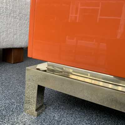 Coffee table lacquer brass guy lefevre maison jansen france 1970