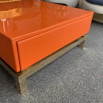 Coffee table lacquer brass guy lefevre maison jansen france 1970