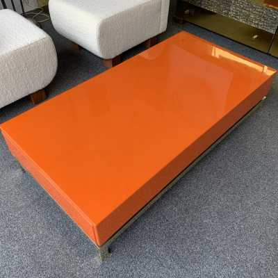 Coffee table lacquer brass guy lefevre maison jansen france 1970