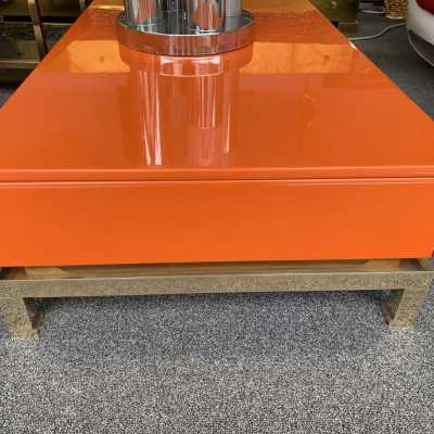 Coffee table lacquer brass guy lefevre maison jansen france 1970