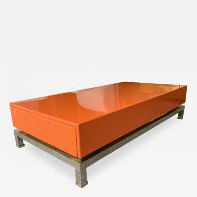 Coffee table lacquer brass guy lefevre maison jansen france 1970