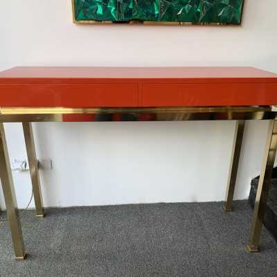 console lacquer brass guy lefèvre maison jansen france 1970