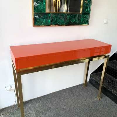 console lacquer brass guy lefèvre maison jansen france 1970