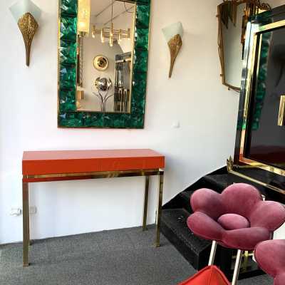 console lacquer brass guy lefèvre maison jansen france 1970