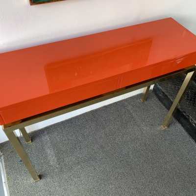 console lacquer brass guy lefèvre maison jansen france 1970