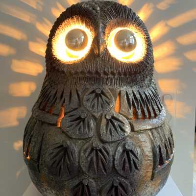 large ceramic owl by Huguette bessone