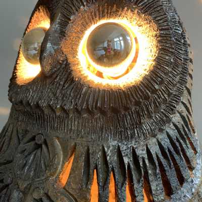 large ceramic owl by Huguette Bessone