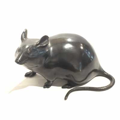 Okimono mouse or rat sculpture in bronze - Japan