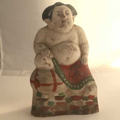 Large painted terracotta sumo sculpture