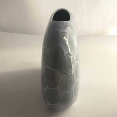Sculptural ceramic vase with beautiful blue gray enamel - Japan