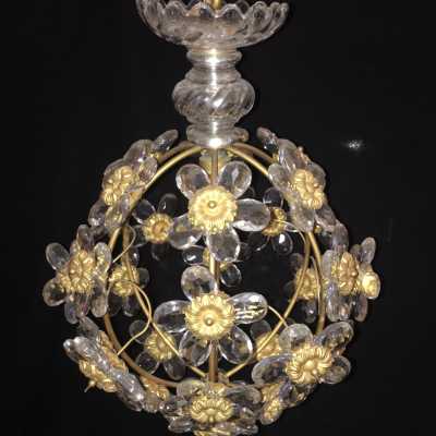 Baguès style crystal ball chandelier