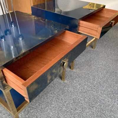 side tables side tables pair lacquer brass maison jansen france 1970