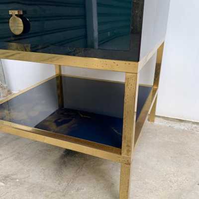 side tables side tables pair lacquer brass maison jansen france 1970