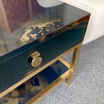 side tables side tables pair lacquer brass maison jansen france 1970