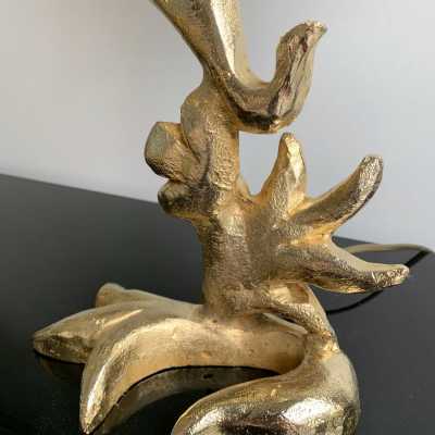 lamps pair bronze golden metal fondica mathias france 1990