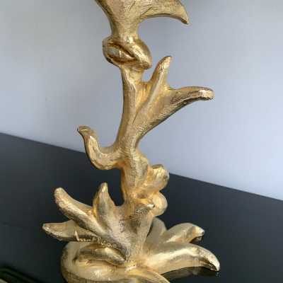 lamps pair bronze golden metal fondica mathias france 1990