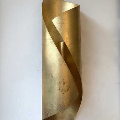 wall lights pair metal leaves gold italy 1970 1980