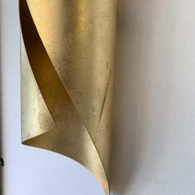 wall lights pair metal leaves gold italy 1970 1980