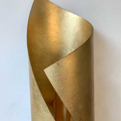 wall lights pair metal leaves gold italy 1970 1980