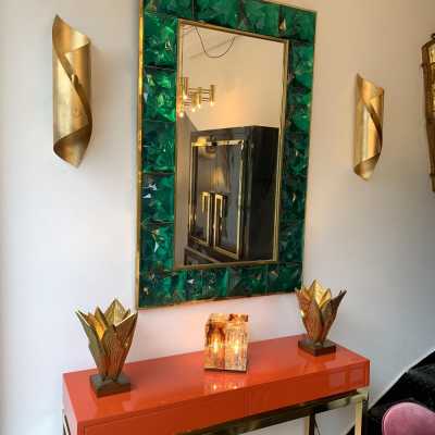 wall lights pair metal leaves gold italy 1970 1980
