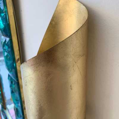 wall lights pair metal leaves gold italy 1970 1980