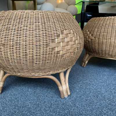 rattan stools poufs 1970 1980