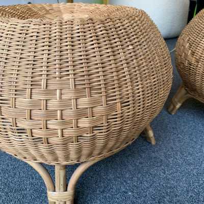 rattan stools poufs 1970 1980