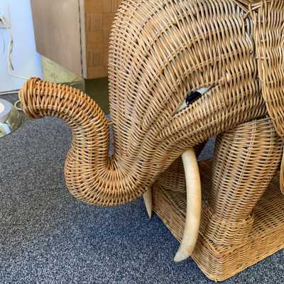 end tables sofa elephant pair rattan france 1970