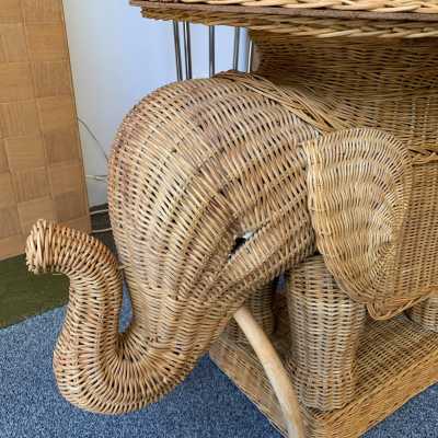 end tables sofa elephant pair rattan france 1970