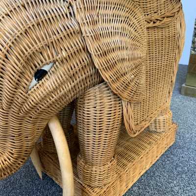 end tables sofa elephant pair rattan france 1970