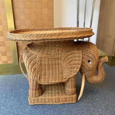 end tables sofa elephant pair rattan france 1970