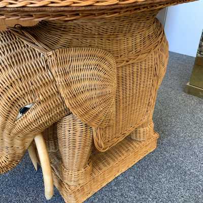 end tables sofa elephant pair rattan france 1970