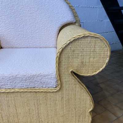 Rattan armchairs raffia italy club 1970