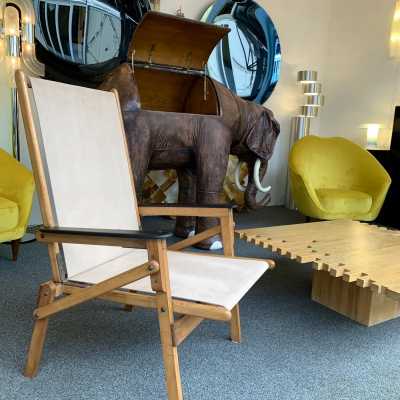 folding armchairs pair wood leather suede 1950 1960
