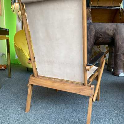folding armchairs pair wood leather suede 1950 1960