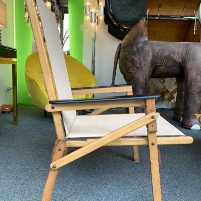 folding armchairs pair wood leather suede 1950 1960
