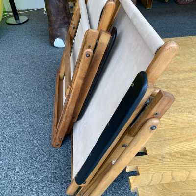folding armchairs pair wood leather suede 1950 1960