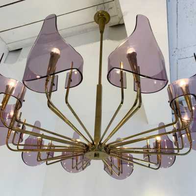 chandelier brass plexiglass stilux italy 1950 1960
