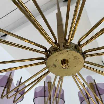 chandelier brass plexiglass stilux italy 1950 1960