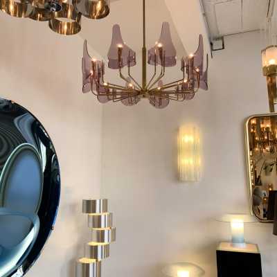 chandelier brass plexiglass stilux italy 1950 1960