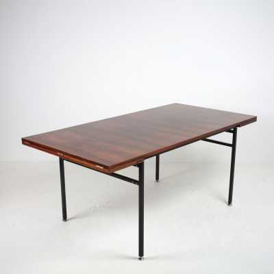 Alain Richard table for TV furniture rosewood and black metal