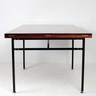 Alain Richard table for TV furniture rosewood and black metal