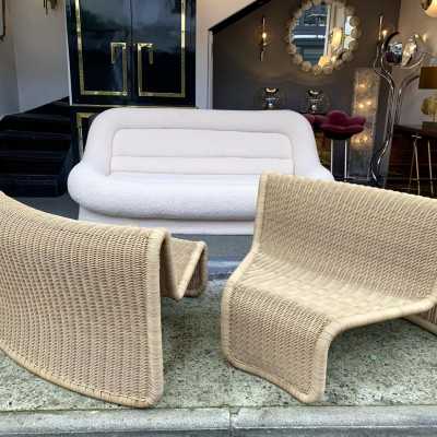 armchairs rattan armchairs tito agnoli italy 1960 1970