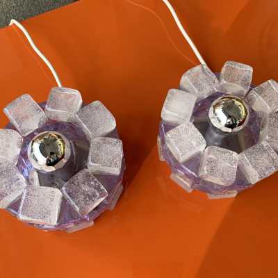 Lamps pair glass poliarte italy 1970 murano